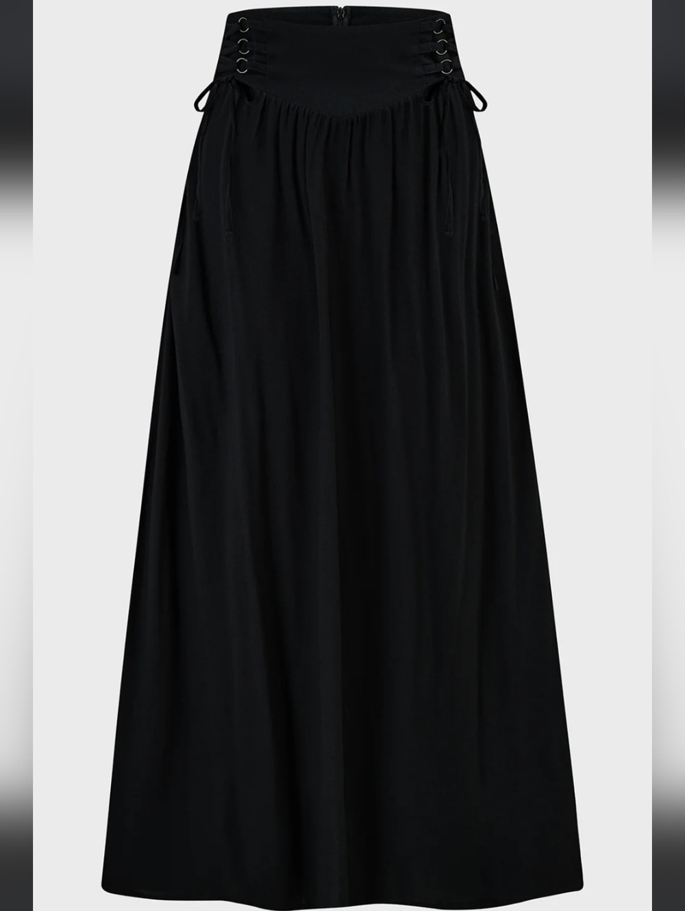Killstar Black Maxi Skirt with Lace-Up Waist